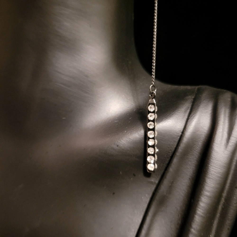 Estate Long Chain Rhinestone Earrings - Picture 3 of 5